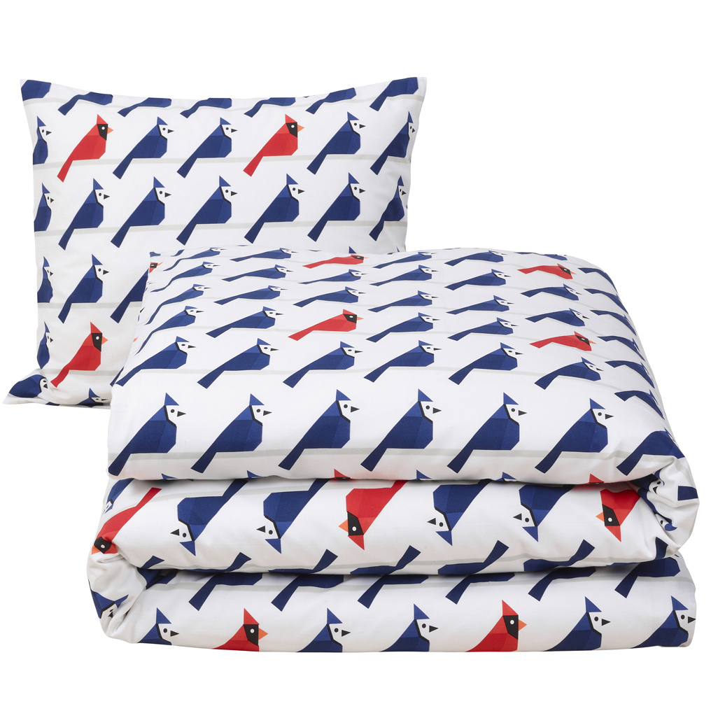 Moodit Dekbedovertrek Odil Flipo Cuckoo Red - 140 x 200/220 + 60 x 70 cm - Wit - Katoen