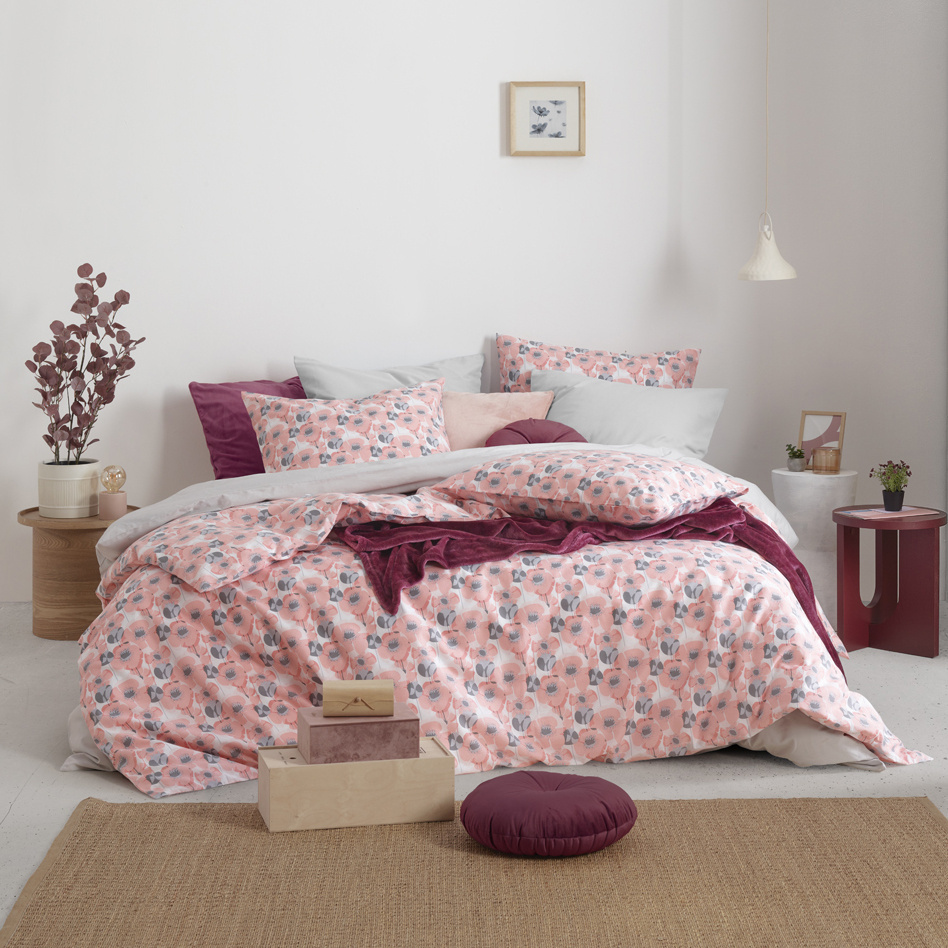 Moodit Duvet Cover Odil Monica Blush - 260 x 240 + 2x 60 x 70 cm - Pink - Cotton