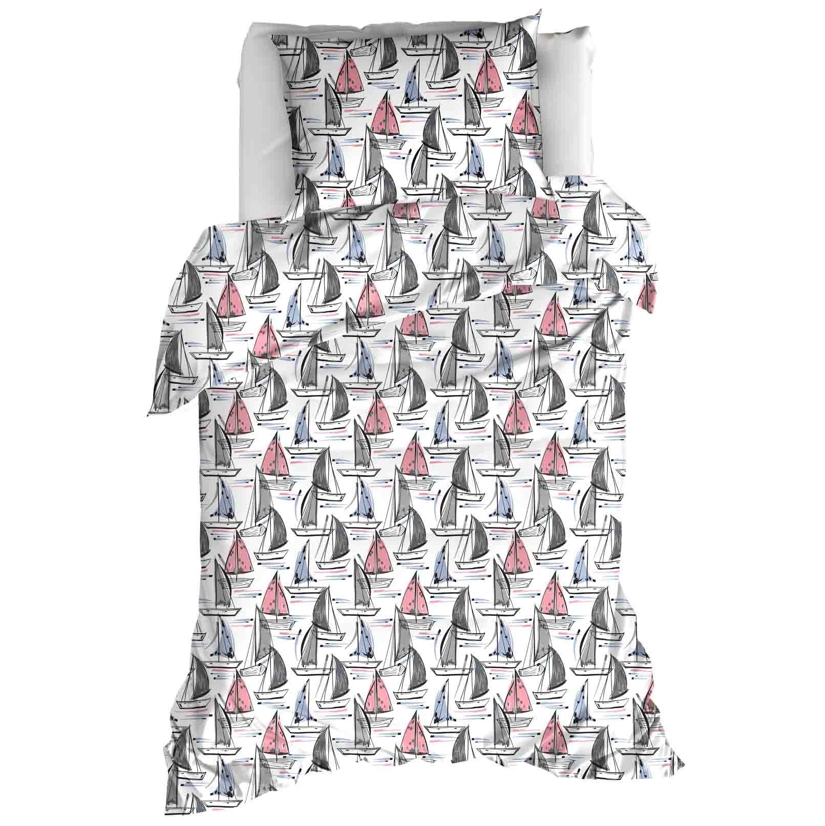 Moodit Duvet Cover Odil Regatta Mix - 140 x 200/220 + 60 x 70 cm - White - Cotton
