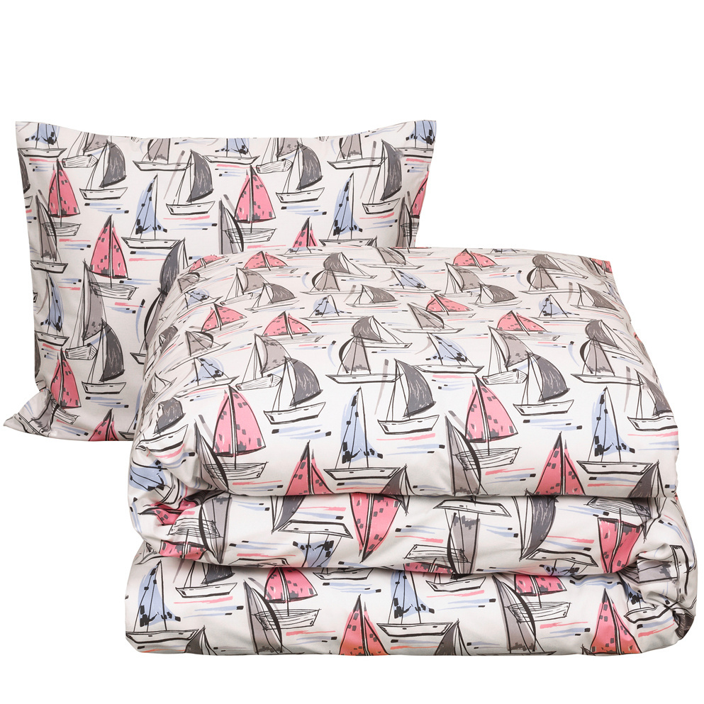 Moodit Dekbedovertrek Odil Regatta Mix - 140 x 200/220 + 60 x 70 cm - Wit - Katoen
