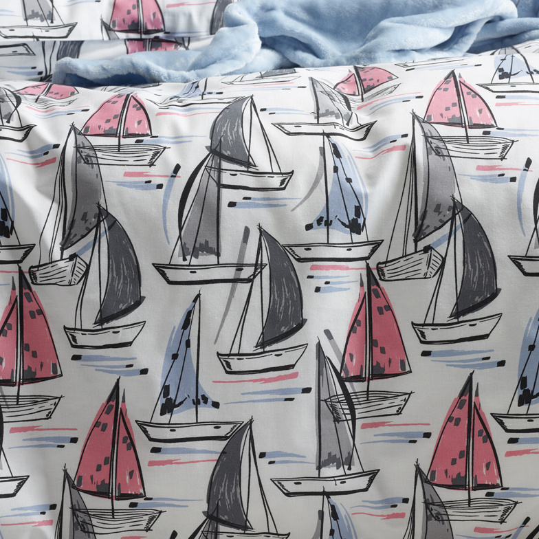 Moodit Duvet Cover Odil Regatta Mix - 140 x 200/220 + 60 x 70 cm - White - Cotton