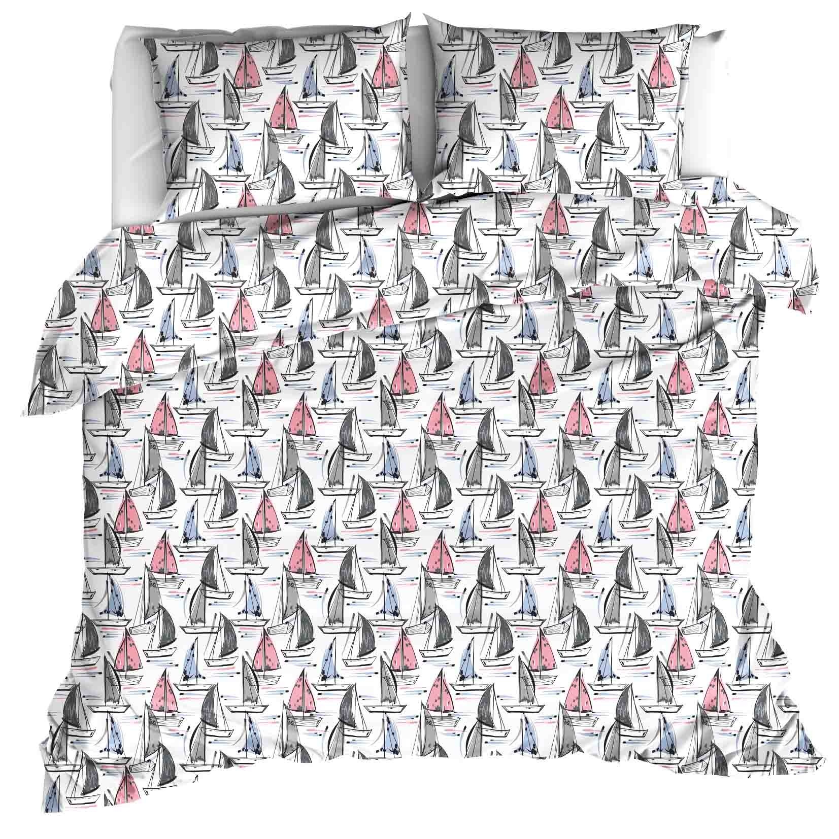 Moodit Dekbedovertrek Odil Regatta Mix - 260 x 240 + 2x 60 x 70 cm - Wit - Katoen