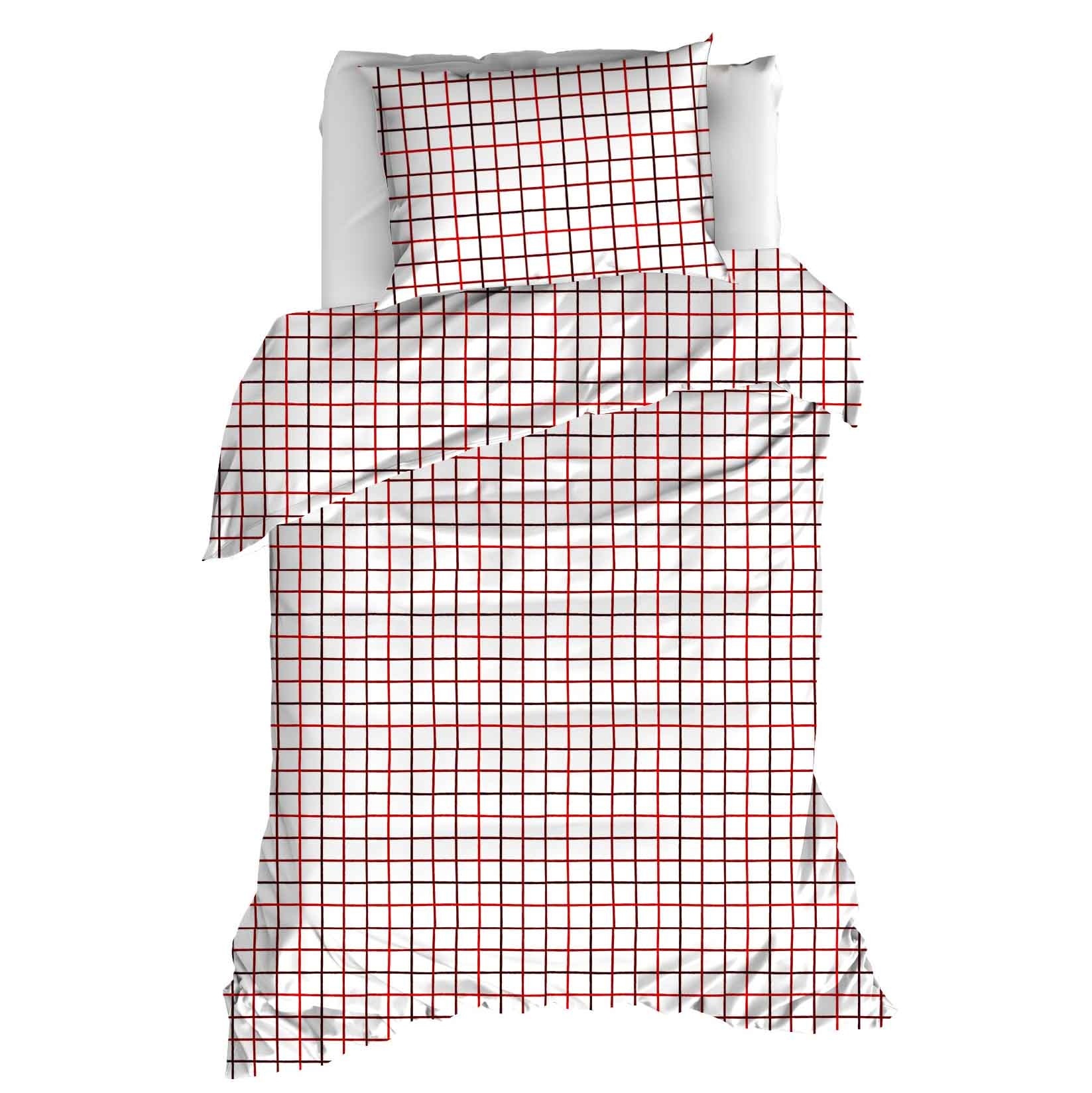 Moodit Dekbedovertrek Odil Rhombus Ruby Red - 140 x 200/220 + 60 x 70 cm - Rood - Katoen