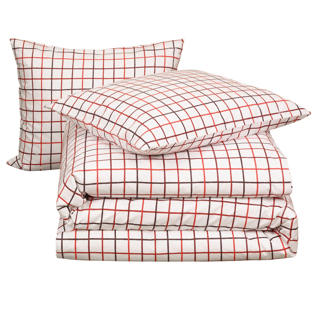 Moodit Dekbedovertrek Odil Rhombus Ruby Red - 200 x 200/220 + 2x 60 x 70 cm - Rood - Katoen