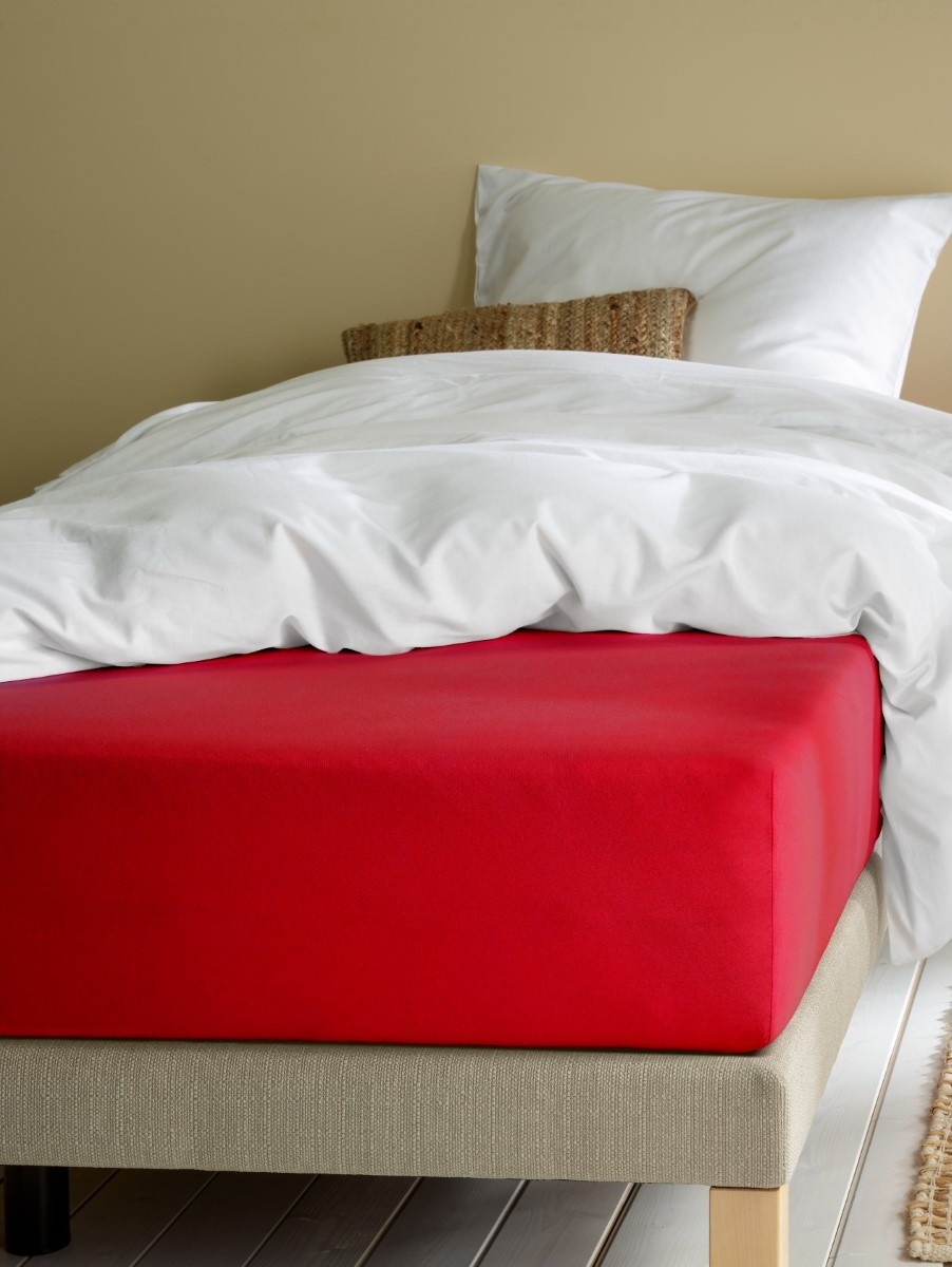 Moodit Alina Uni Deep Red Fitted Sheet - 160 x 200/220 cm - Cotton Jersey