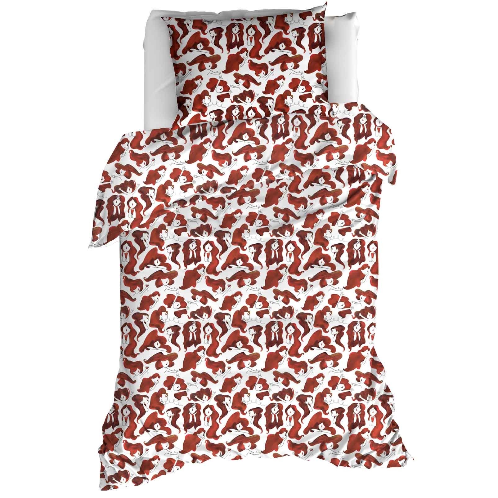 Moodit Dekbedovertrek Odil Zoe Wine Red - 140 x 200/220 + 60 x 70 cm - Katoen