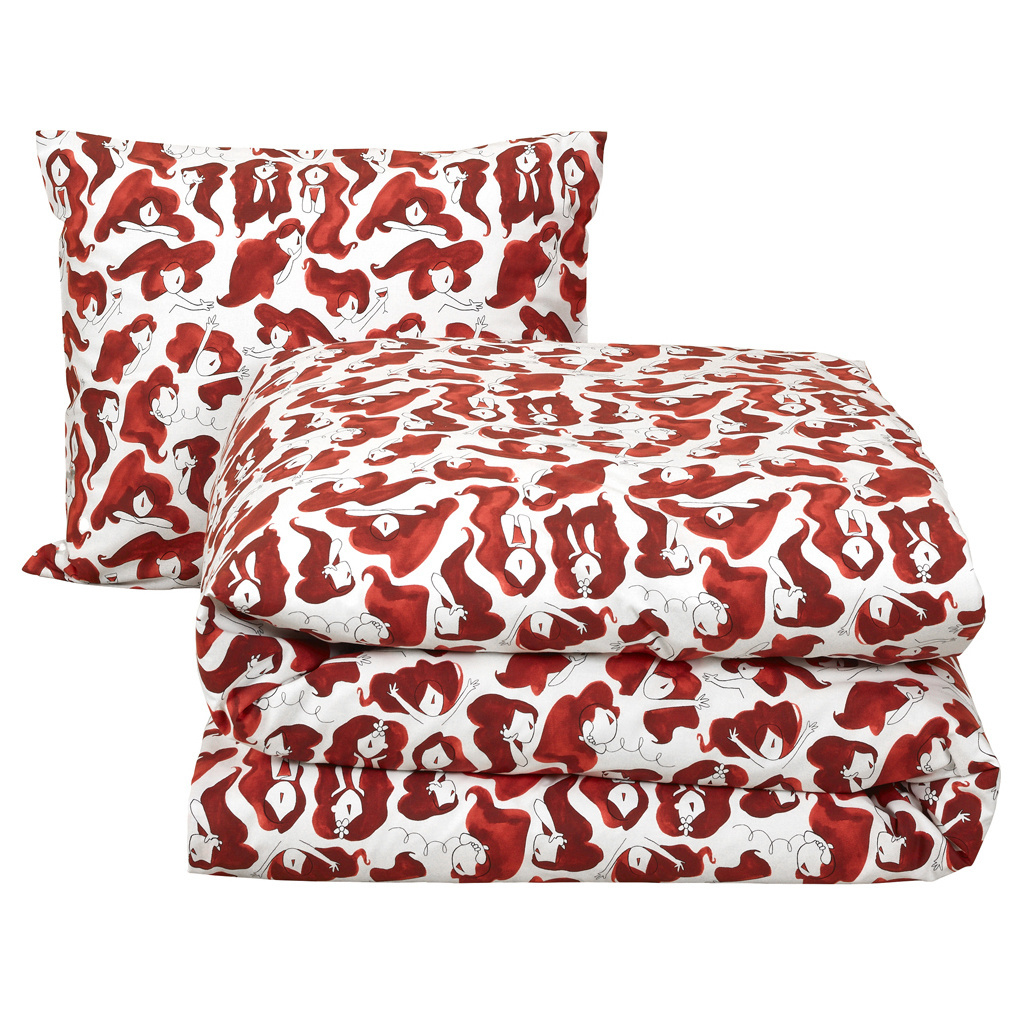 Moodit Duvet Cover Odil Zoe Wine Red - 140 x 200/220 + 60 x 70 cm - Cotton