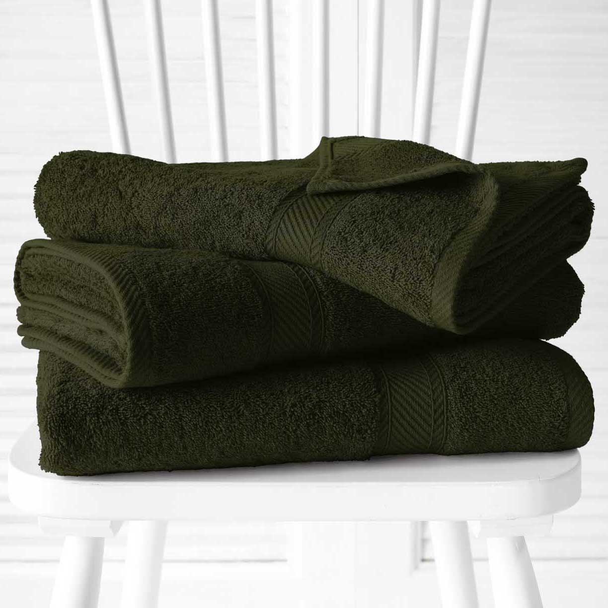 De Witte Lietaer Helene Khaki Bath Towel - Set of 3 - 70 x 140 cm - Green - Cotton