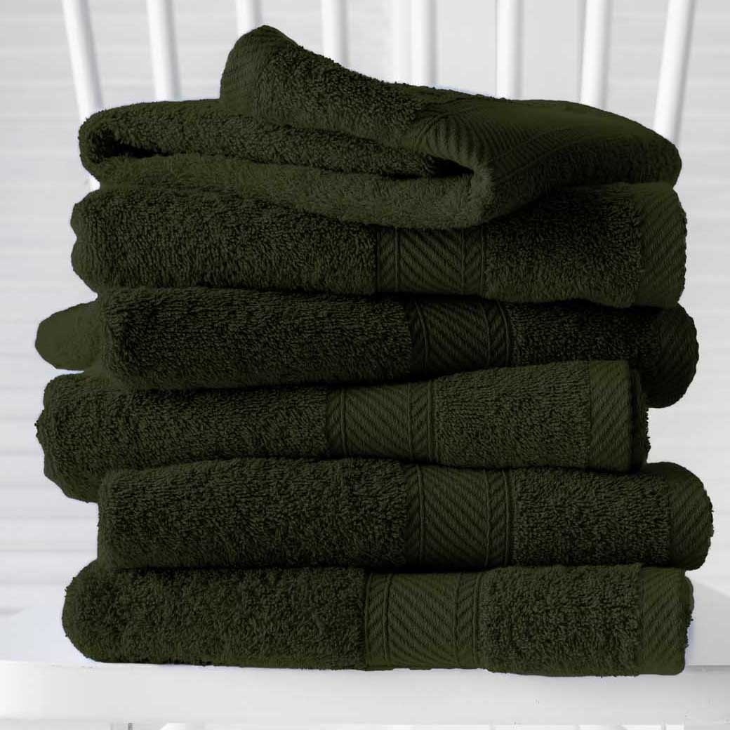 De Witte Lietaer Handdoeken Helene Khaki - 50 x 100 cm - 6 stuks - Groen - Katoen