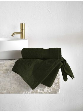 De Witte Lietaer Handdoek Stephanie Khaki Set 2 stuks 50 x 100 cm Katoen