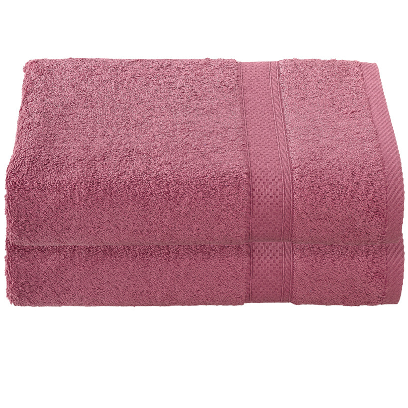 De Witte Lietaer Stephanie Carmine Bath Towel - Set of 2 - 70 x 140 cm - Pink - Cotton