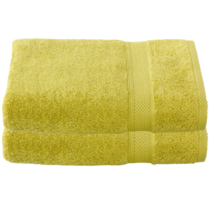 De Witte Lietaer Stephanie Warm Olive Bath Towel - Set of 2 - 70 x 140 cm - Green - Cotton