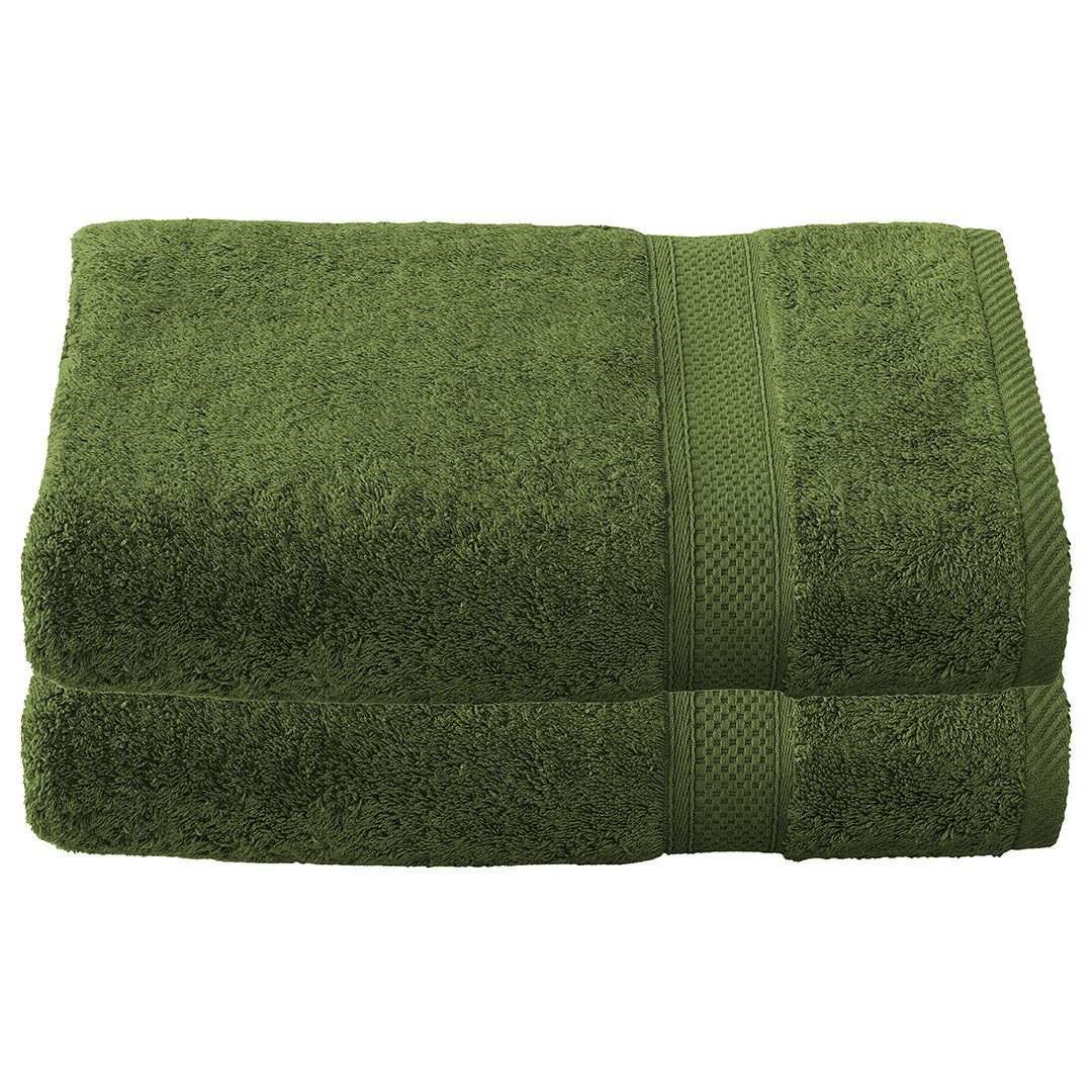 De Witte Lietaer Stephanie Cactus Bath Towel - Set of 2 - 70 x 140 cm - Green - Cotton