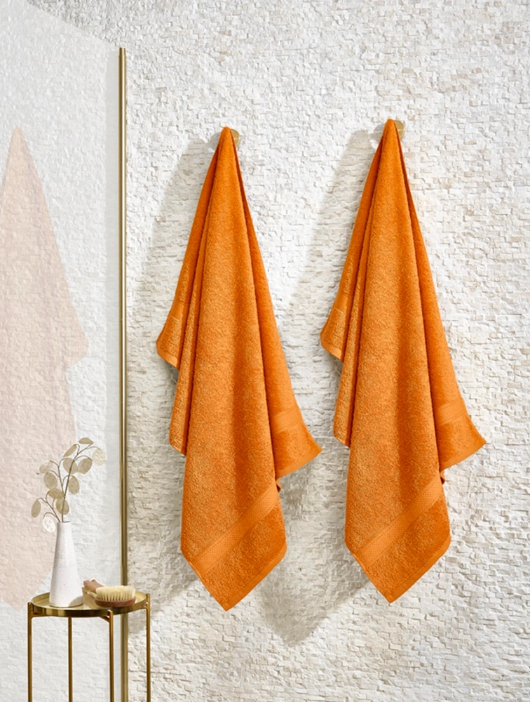 De Witte Lietaer Stephanie Copper Shower Towel - Set of 2 - 70 x 140 cm - Orange - Cotton