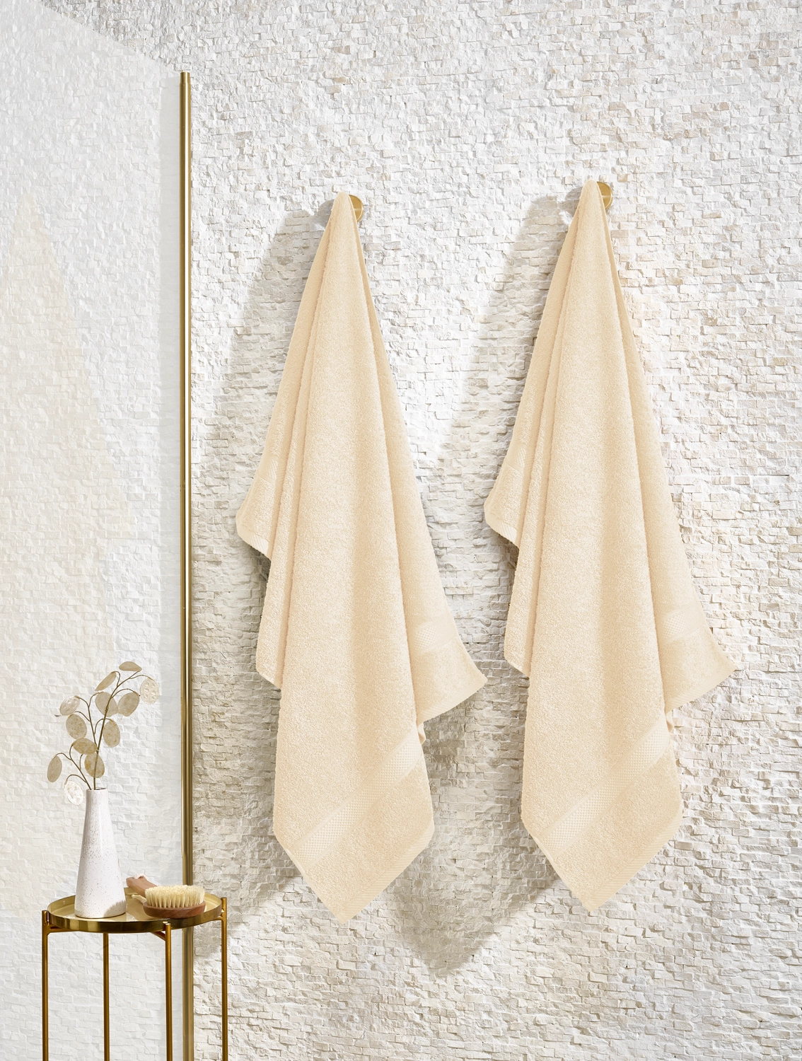 De Witte Lietaer Douchelaken Stephanie - Set 2 stuks - 70 x 140 cm - Creme - Katoen