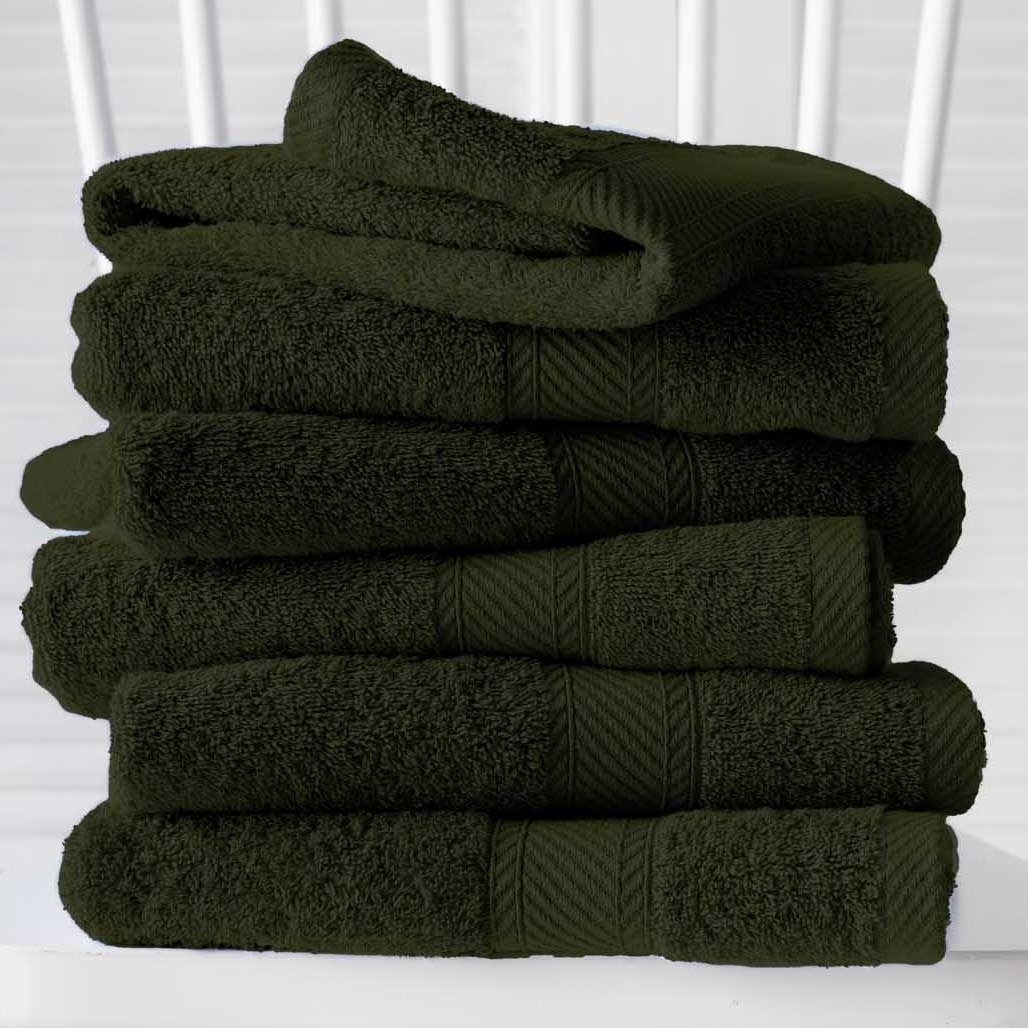 De Witte Lietaer Helene Khaki Guest Towels - 30 x 50 cm - 6 pieces - Green - Cotton
