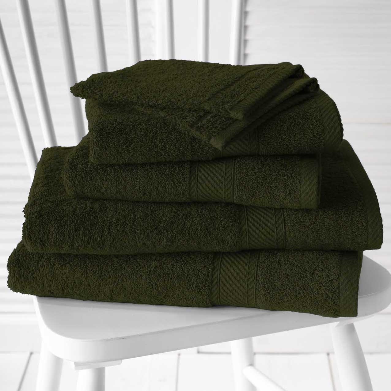 De Witte Lietaer Promopack Smokey Khaki - 2 washandjes + 2 handdoeken + 2 badhanddoeken - Groen - Katoen
