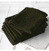 De Witte Lietaer Washandjes Helene Khaki- 15 x 21 cm - 6 stuks - Groen - Katoen