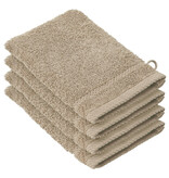 De Witte Lietaer Washandjes Stephanie Humus - 15 x 21 cm - set 4 stuks - Bruin - Katoen