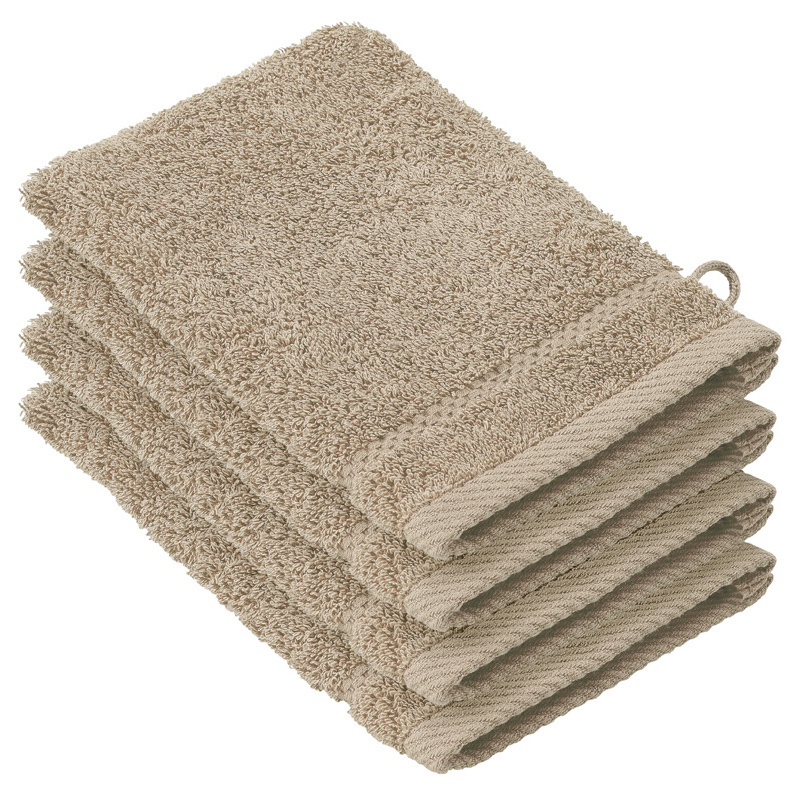 De Witte Lietaer Washandjes Stephanie Humus - 15 x 21 cm - set 4 stuks - Bruin - Katoen