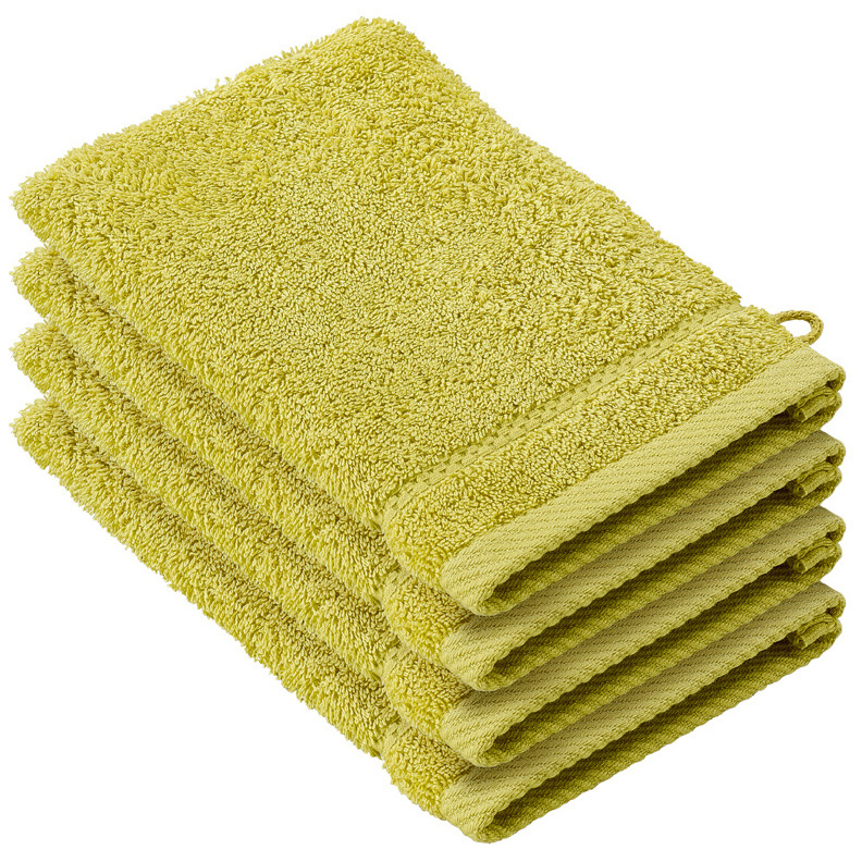 De Witte Lietaer Stephanie Warm Olive Washcloths - 15 x 21 cm - Set of 4 - Green - Cotton