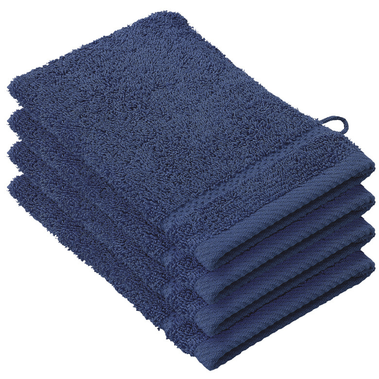 De Witte Lietaer Stephanie Blue Indigo Washcloths - 15 x 21 cm - Set of 4 - Blue - Cotton