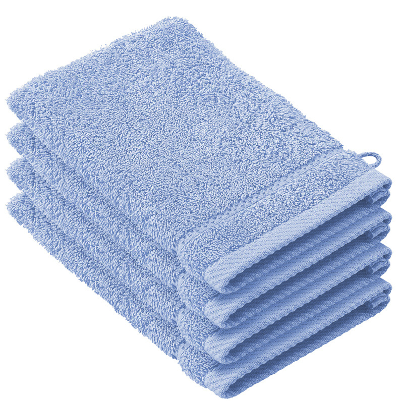 De Witte Lietaer Washandjes Stephanie Sky Blue - 15 x 21 cm - set 4 stuks - Blauw - Katoen