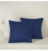 De Witte Lietaer Set Kussenslopen Olivia Blue Indigo - 2 stuks - 40 x 40 cm - Blauw - Katoen Satijn