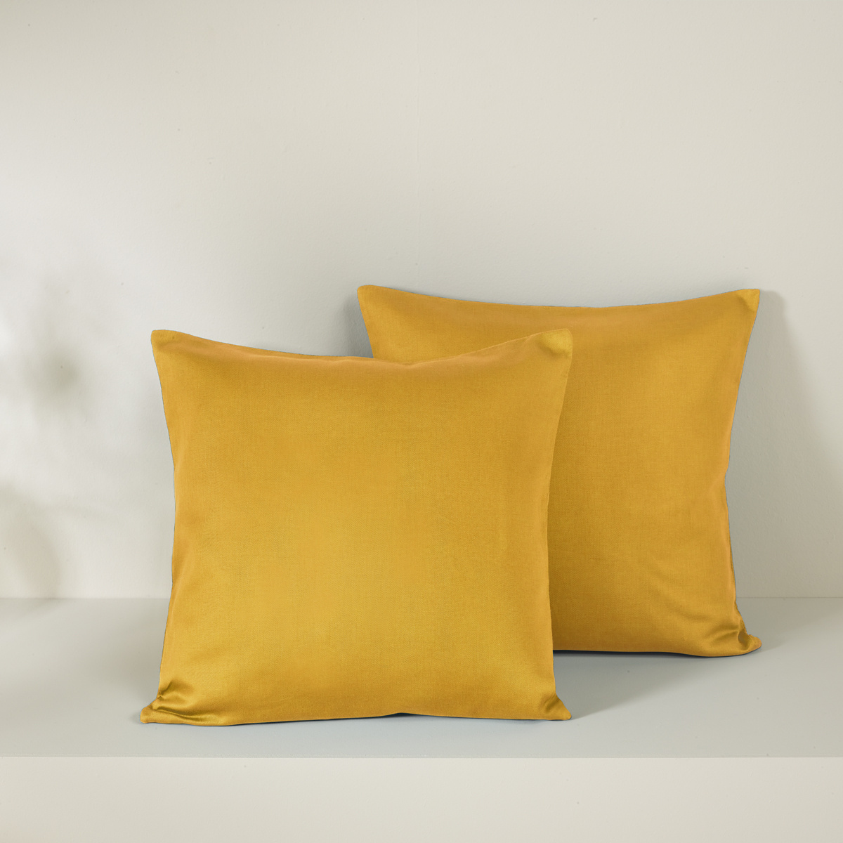 De Witte Lietaer Set Kussenslopen Olivia Golden Yellow - 2 stuks - 40 x 40 cm - Geel - Katoen Satijn