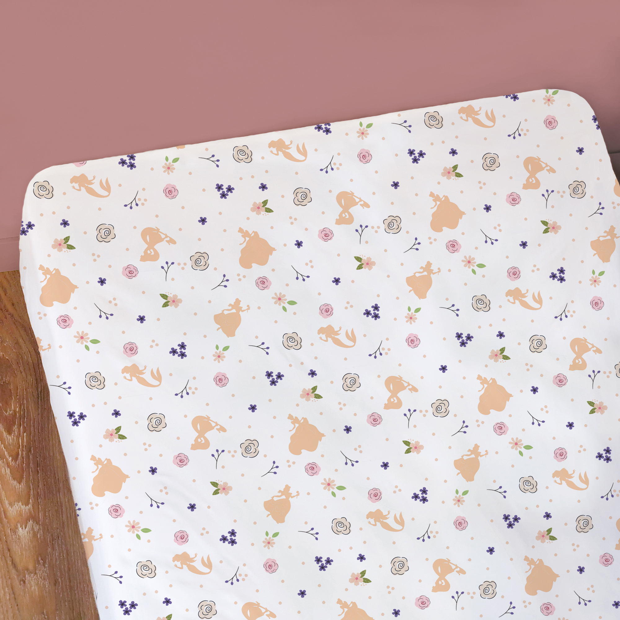 Disney Princess Cute Fitted Sheet - 90 x 200 cm - Cotton