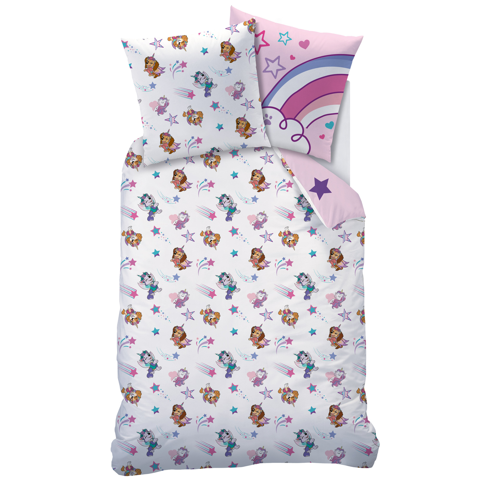 Paw Patrol Unicorn Duvet Cover - 140 x 200 + 63 x 63 cm - Cotton