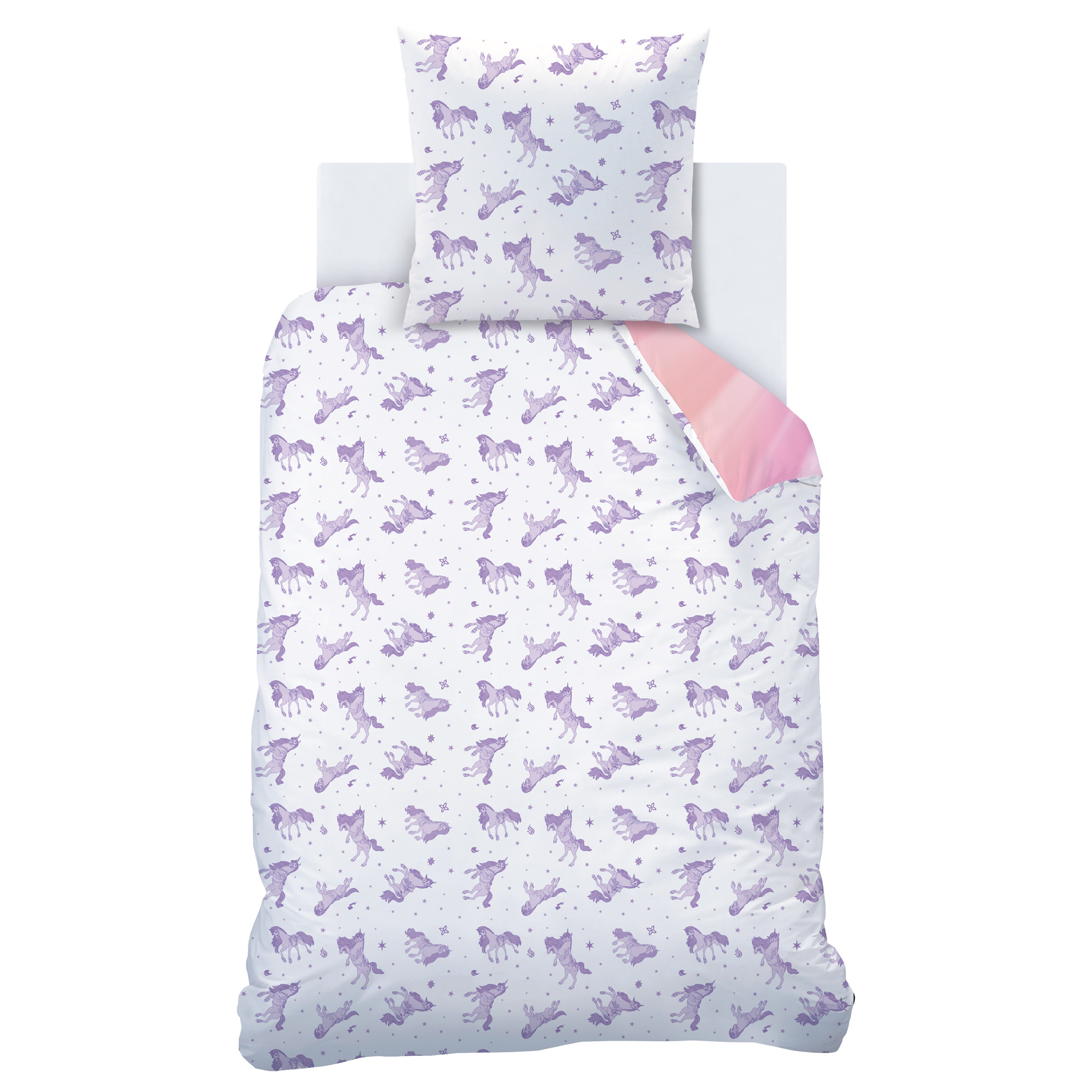 Unicorn Academy Stars Duvet Cover - 140 x 200 + 63 x 63 cm - Cotton