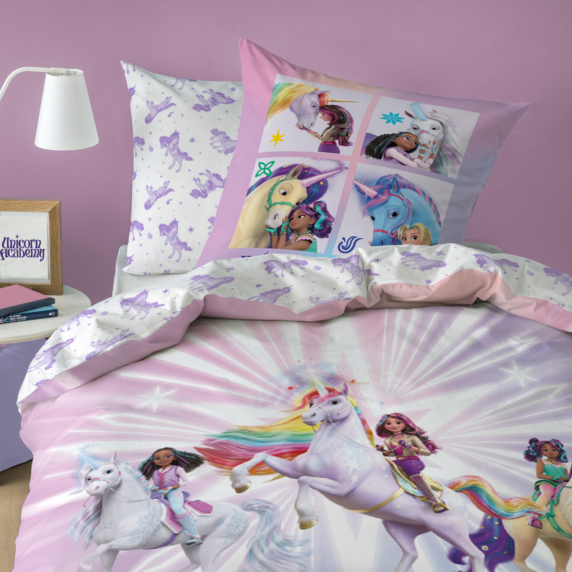 Unicorn Academy Dekbedovertrek Stars - 140 x 200 + 63 x 63 cm - Katoen