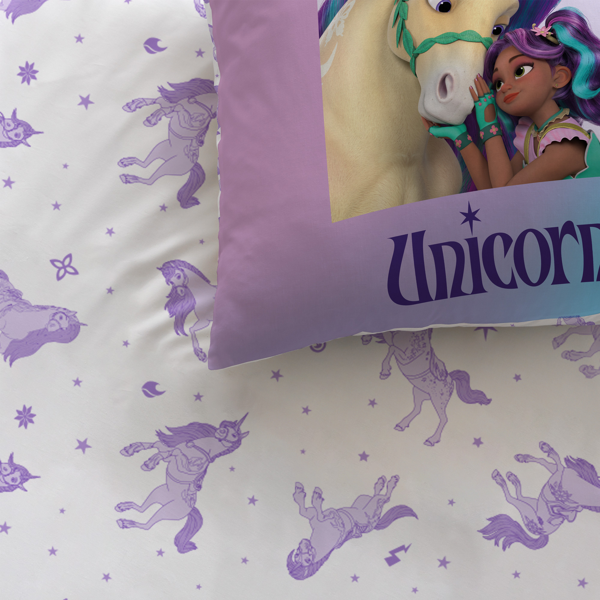 Unicorn Academy Stars Duvet Cover - 140 x 200 + 63 x 63 cm - Cotton