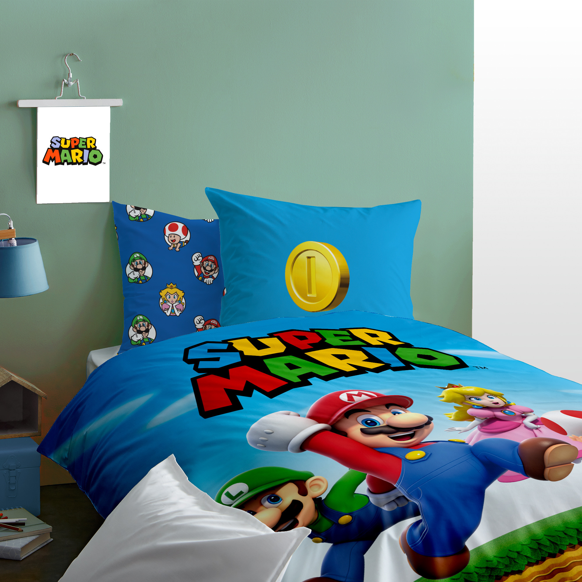 Super Mario Dekbedovertrek Friends - 140 x 200 + 63 x 63 cm - Katoen