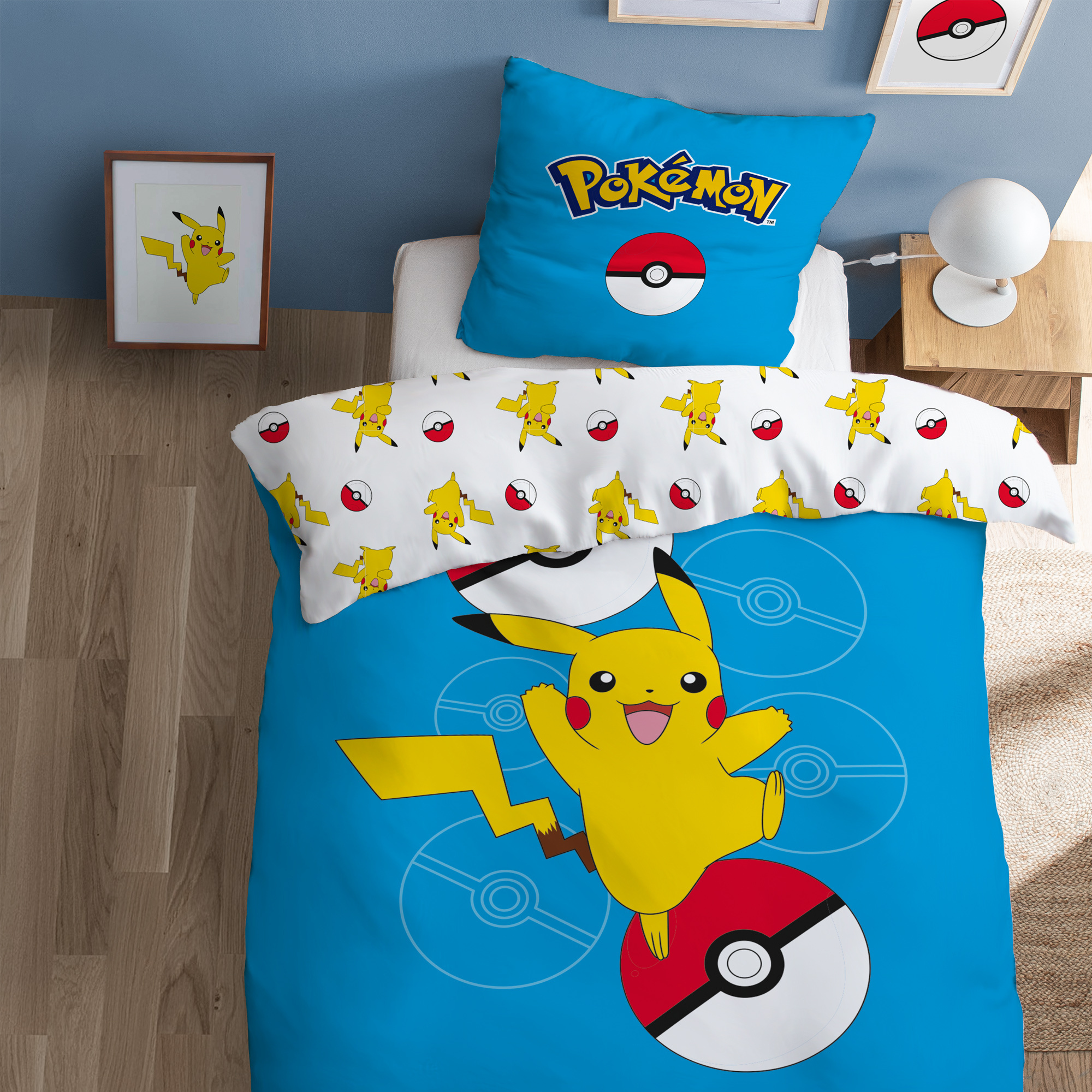 Pokemon Dekbedovertrek Pokeball  - 140 x 200 + 63 x 63 cm - Katoen