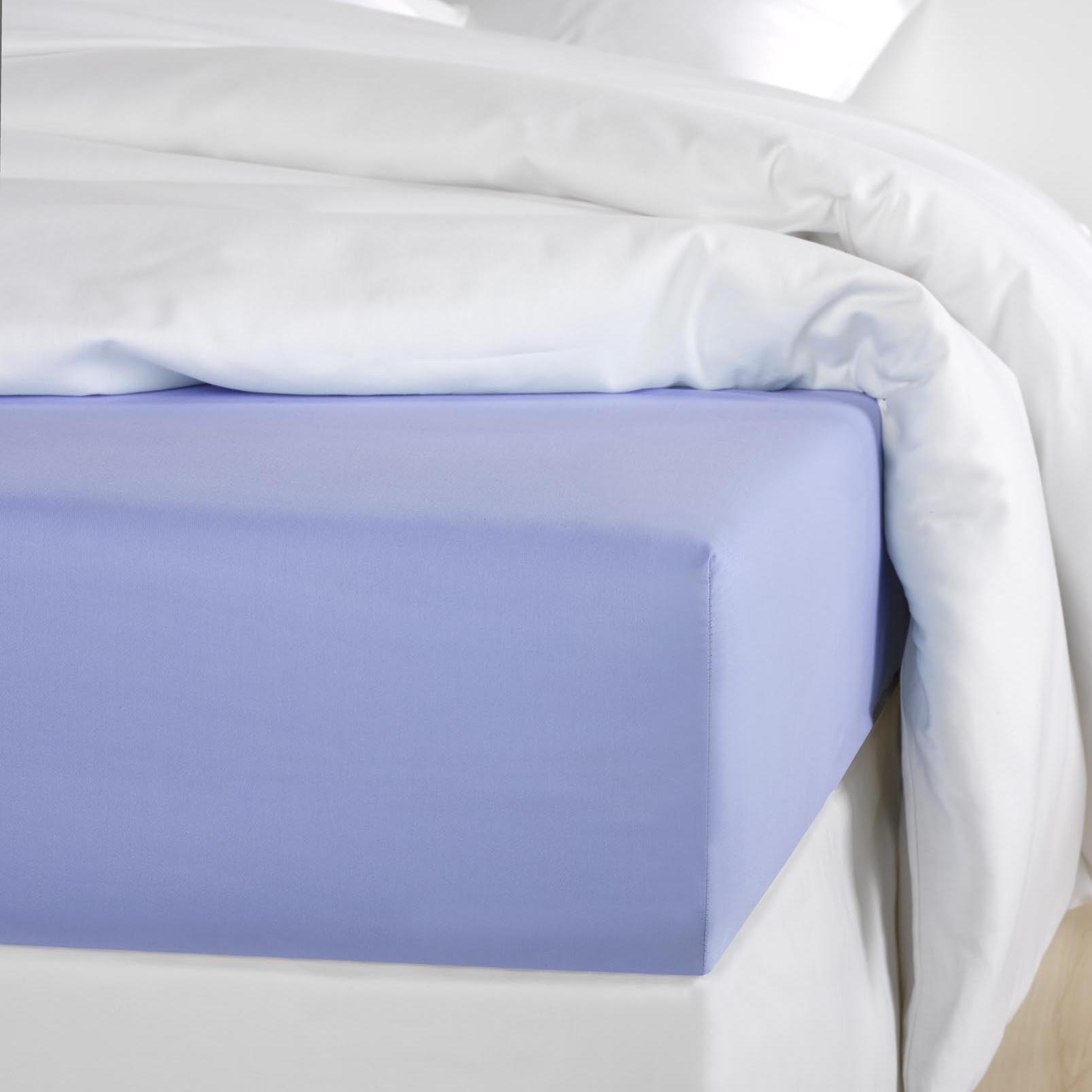 De Witte Lietaer Hoeslaken Olivia Sky Blue - 90 x 200/220 x h 30 - Katoen Satijn