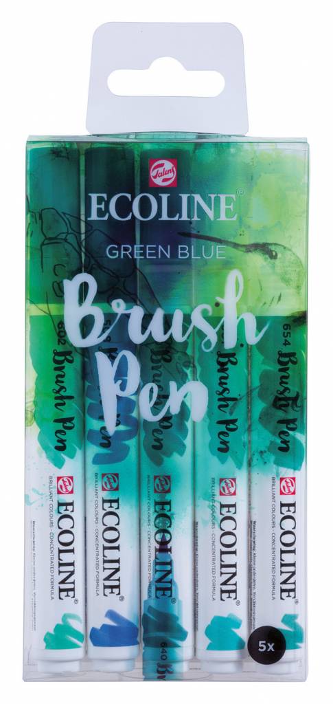 Talens Ecoline Brushpen X5 Green Blue talens kopen in de aanbieding
