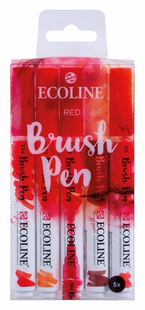 Talens Ecoline Brushpen X5 Red talens kopen in de aanbieding