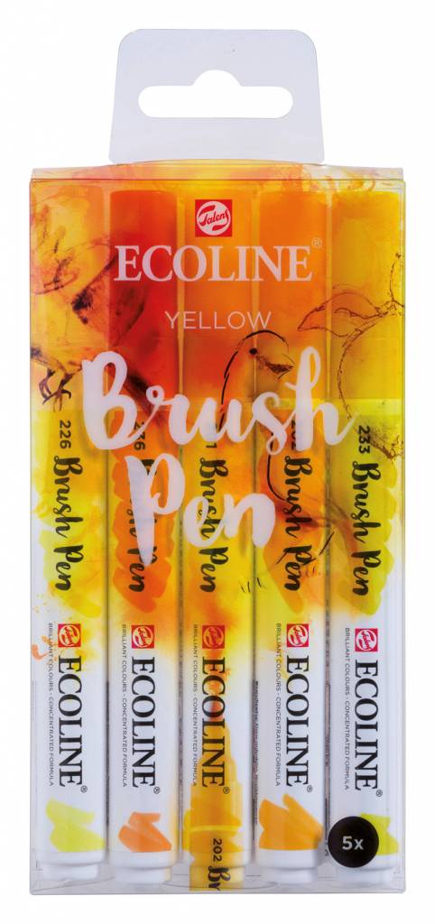 Talens Ecoline Brushpen X5 Yellow talens kopen in de aanbieding