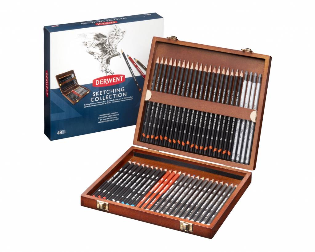Derwent Sketching Pencils 48 In Een Houten Kist derwent kopen in de aanbieding