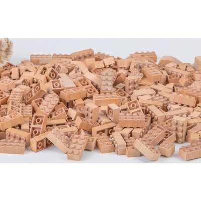 Houten blokjes in lego formaat - 500 stuks