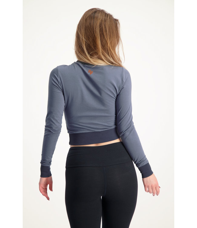 Urban Goddess Lakshmi Longsleeve Crop Top - Slate