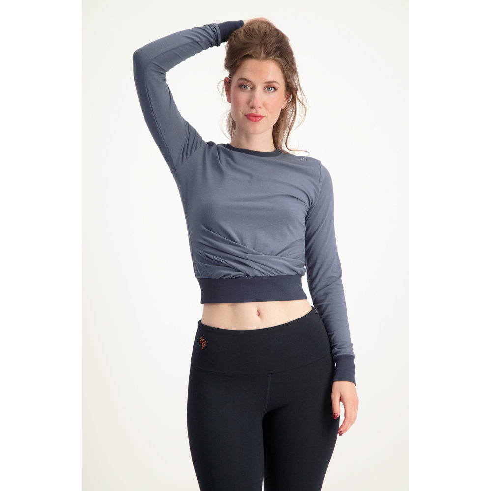 Urban Goddess Lakshmi Longsleeve Crop Top - Slate