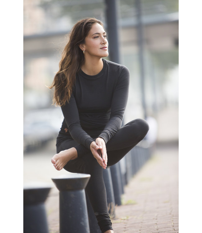 Urban Goddess Lakshmi Longsleeve Crop Top - Urban Black