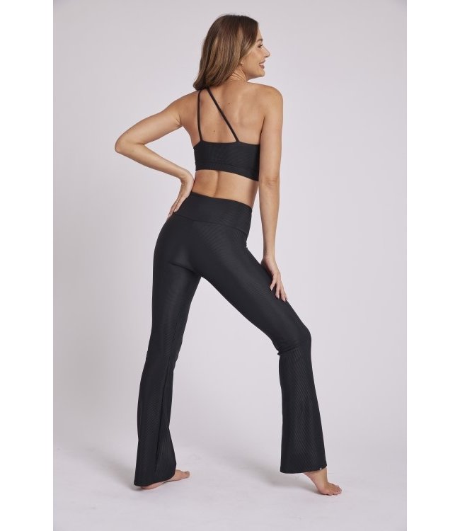 Onzie Studio Flare Yoga Broek - Black Rib