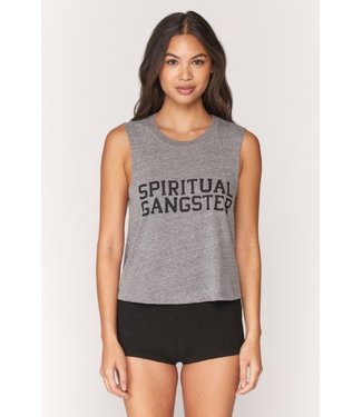 Spiritual Gangster Varsity Yoga Crop Top - Heather Grey