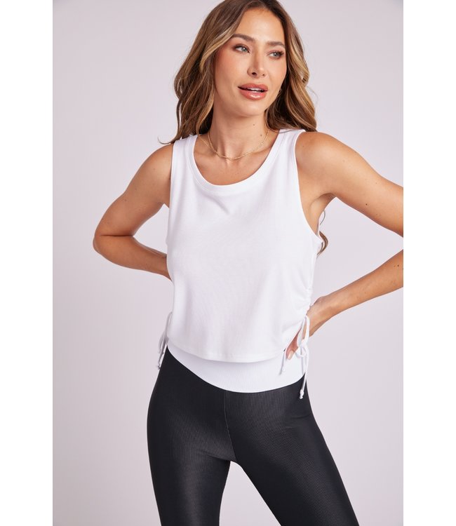 Onzie Verstelbare Yoga Side Tie Tank - White Core Rib