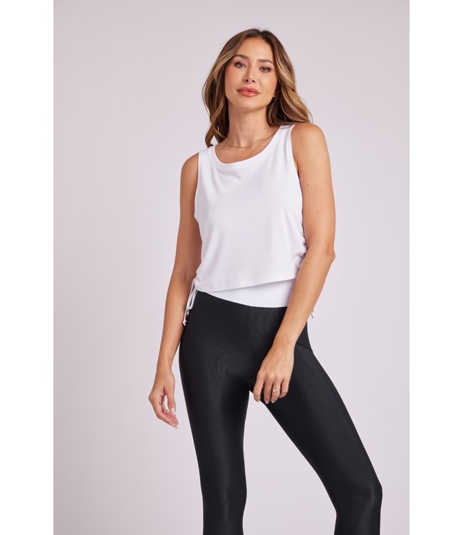 Onzie Verstelbare Yoga Side Tie Tank - White Core Rib