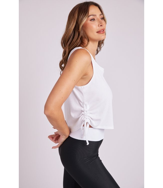 Onzie Verstelbare Yoga Side Tie Tank - White Core Rib